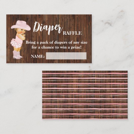 Little Cowgirl Diaper Raffle Ticket Baby shower (Voorkant / Achterkant)