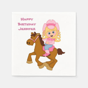Little Cowgirl en Pony Birthday Servetten