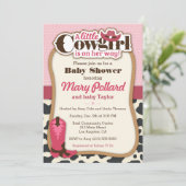 Little Cowgirl Modern Girl Baby shower Invitation Kaart (Staand voorkant)