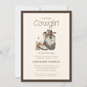 Little Cowgirl Modern Western Baby shower Kaart