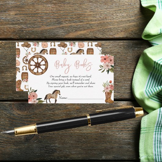 Little Cowgirl On Way Baby shower Baby Books Informatiekaartje