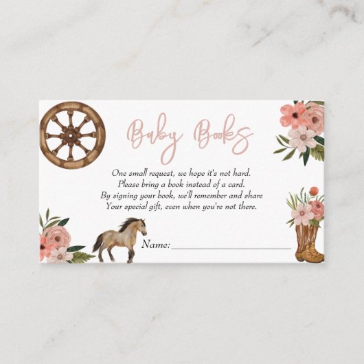 Little Cowgirl On Way Baby shower Baby Books Informatiekaartje (Voorkant)