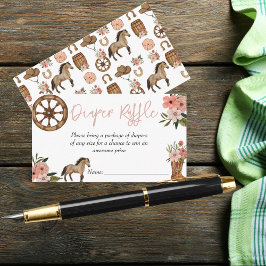 Little Cowgirl On Way Baby shower Diaper Raffle Informatiekaartje