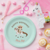 Little Cowgirl op Paardse Girls Westerne verjaarda Papieren Bordje (Feest)