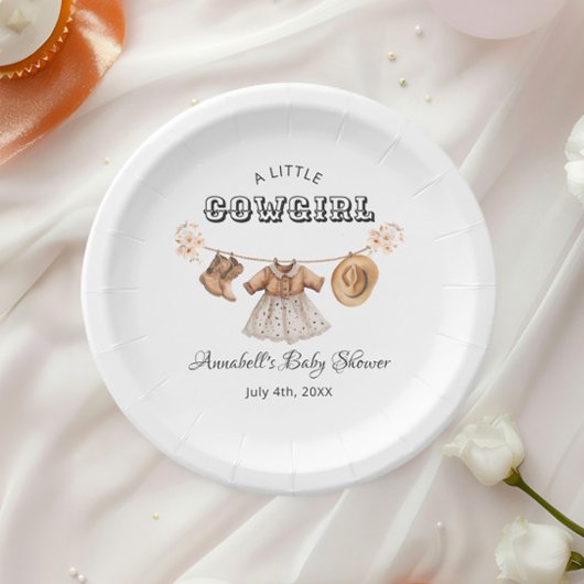 Little Cowgirl Pet laarzen jurk Baby shower Papieren Bordje