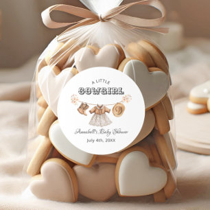Little Cowgirl Pet laarzen jurk Baby shower Ronde Sticker