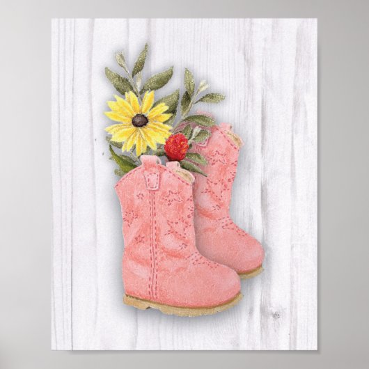 Little Cowgirl Roze Bootie Kwekerij Art Print (Voorkant)