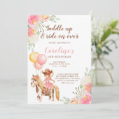 Little Cowgirl Saddle Up Birthday Invitation Aankondiging (Staand voorkant)