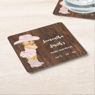 Little Cowgirl Western Baby shower party decor Kartonnen Onderzetters