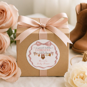 Little Cowgirl Western Baby Shower Ronde Sticker