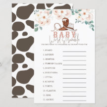 Little Cowgirl Western Floral Baby Word Scramble