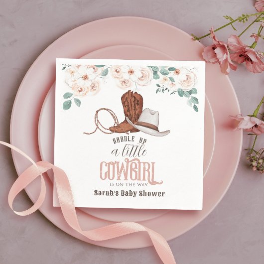 Little Cowgirl Western Floral Girl Baby Shower Servet