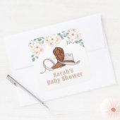 Little Cowgirl Western Floral Girl Baby Shower Vierkante Sticker (Envelop)