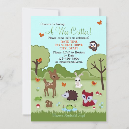 Little Critter Woodland Animals Shower Invitation Kaart (Voorkant)