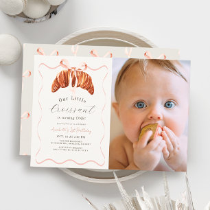 Little Croissant Roze Strikje Meisje Foto 1e Verja Kaart