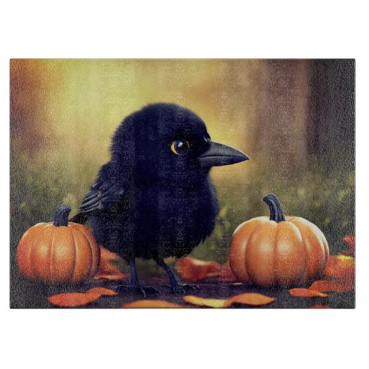 Little crow and Pumpkins Snijplank (Voorkant)