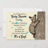Little Cub Beer Blauwgroen en Tan Boy's Baby showe Kaart (Voorkant)