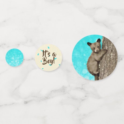 Little Cub Beer Boy's Baby shower Blauwgroen en Ta Confetti (Achterkanten)