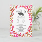Little Cub Girly Greenery Plaid Baby shower Kaart (Staand voorkant)