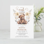 Little Cub Waterverf Teddy Bear 1e Verjaardag Kaart (Staand voorkant)