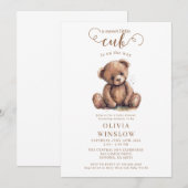Little Cub Waterverf Teddy Bear Baby shower Kaart (Voorkant / Achterkant)