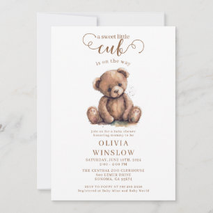 Little Cub Waterverf Teddy Bear Baby shower Kaart