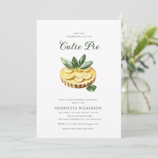 little cuite pie minimal baby shower  kaart (Staand voorkant)