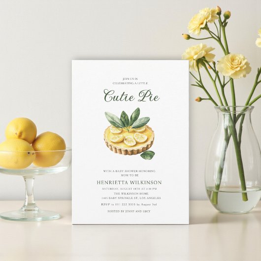 little cuite pie minimal baby shower  kaart