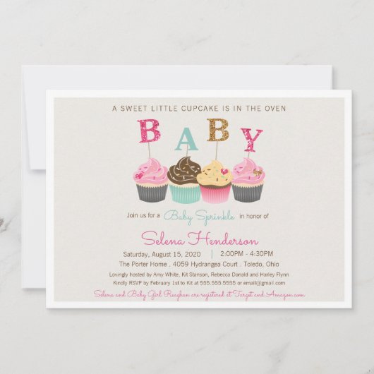 Little Cupcake Baby Sprinkle Shower Kaart (Voorkant)