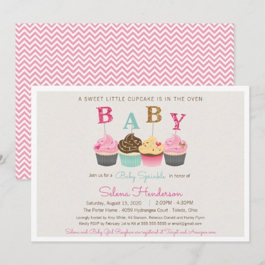 Little Cupcake Baby Sprinkle Shower Kaart (Voorkant / Achterkant)
