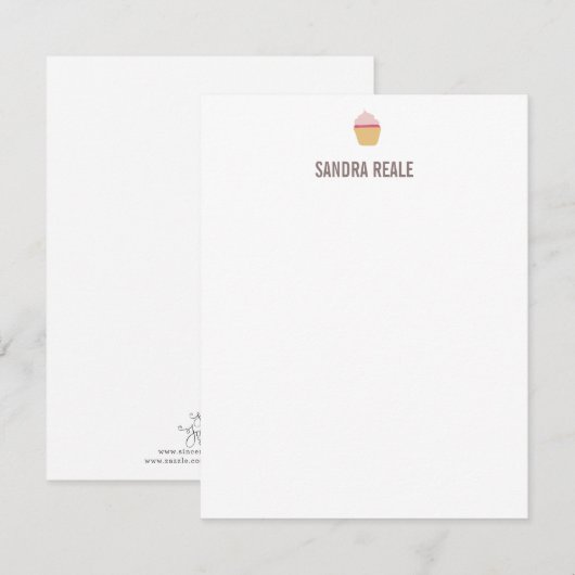 Little Cupcake Icon Persoonlijk briefpapier Note K Kaart (Voorkant / Achterkant)