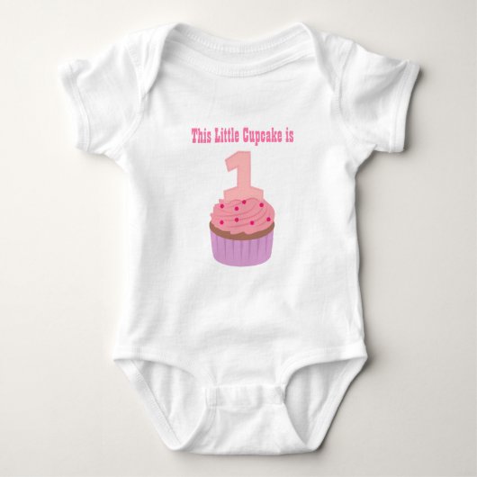 Little Cupcake is een, eerste verjaardag, baby mei Romper (Voorkant)