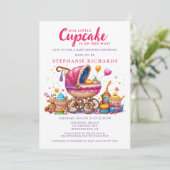 Little Cupcake Pink Stroller Baby shower Kaart (Staand voorkant)