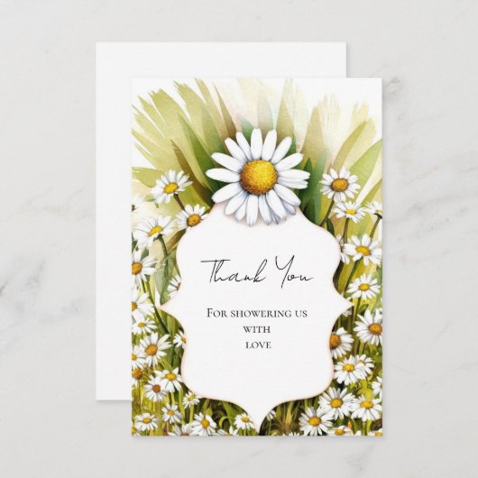 Little Custom Daisy Baby shower Bedankkaart (Voorkant / Achterkant)