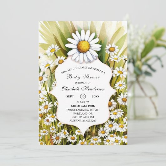 Little Custom Daisy Baby shower Kaart (Staand voorkant)