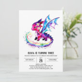 Little Custom Dragon Digitaal Meisje Verjaardag Kaart (Staand voorkant)