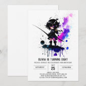 Little Custom Ninja Digitaal Meisje Verjaardag Kaart (Voorkant / Achterkant)