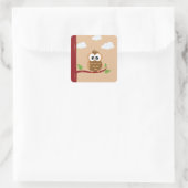 Little Cute Brown Owl Vierkante Sticker (Tas)