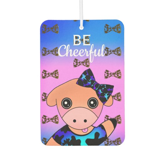 Little Cute Cheerful Koe met Bow stropdas Luchtverfrisser (Voorkant)