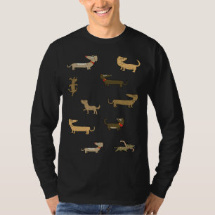Little Cute Dachshund Sause Dog Stickers Set T-shirt