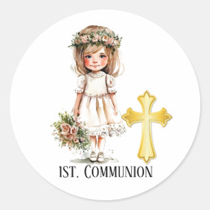 Little Cute Girl 1e Commune Ronde Sticker