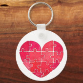 Little cute red puzzle heart watercolor sleutelhanger (Achterkant)