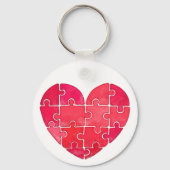 Little cute red puzzle heart watercolor sleutelhanger (Achterkant)