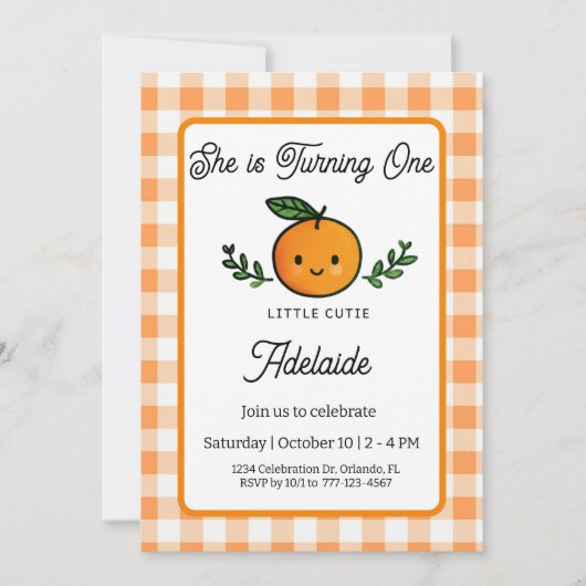 Little Cutie 1st Birthday Card Invitation Kaart (Voorkant)