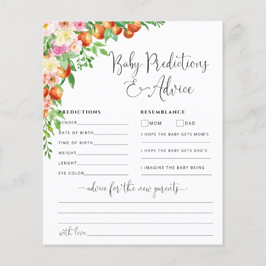 Little Cutie Baby Advice and Predicards Card (Voorkant)