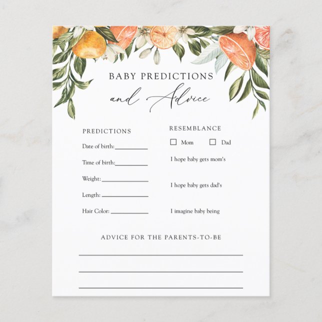 Little Cutie Baby Advice and Predicards Card (Voorkant)