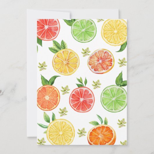 Little Cutie Baby Citrus Douche Uitnodiging (Achterkant)