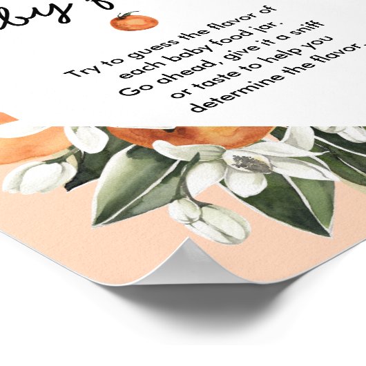 Little Cutie Baby shower Baby Food Game Sign. Poster (Hoek)