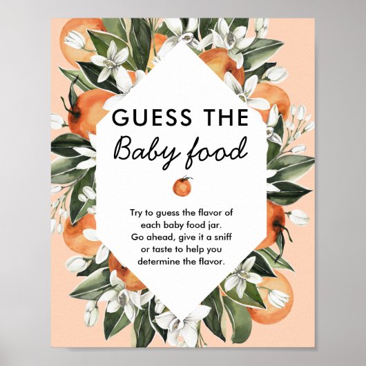 Little Cutie Baby shower Baby Food Game Sign. Poster (Voorkant)