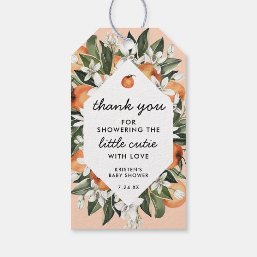 Little Cutie Baby shower Bedankt Cadeaulabel (Achterkant)